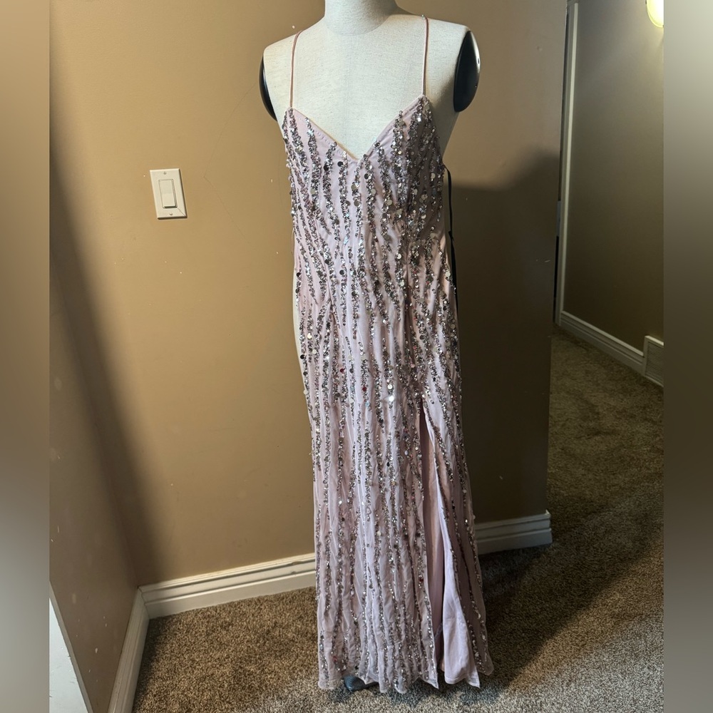 NWT Sequin Gown with Slit